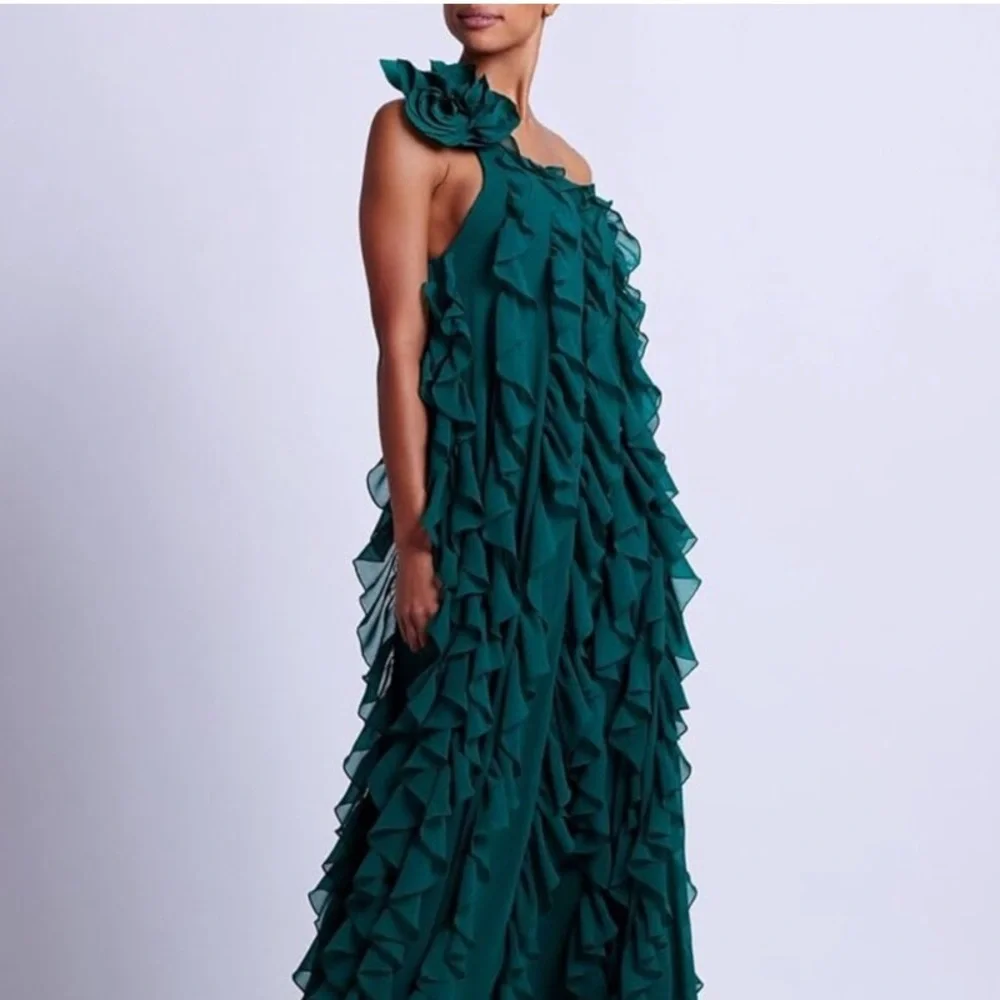 Last time ✨ PatBo Rosette one Shoulder Ruffle Gown - Picture 3 of 8